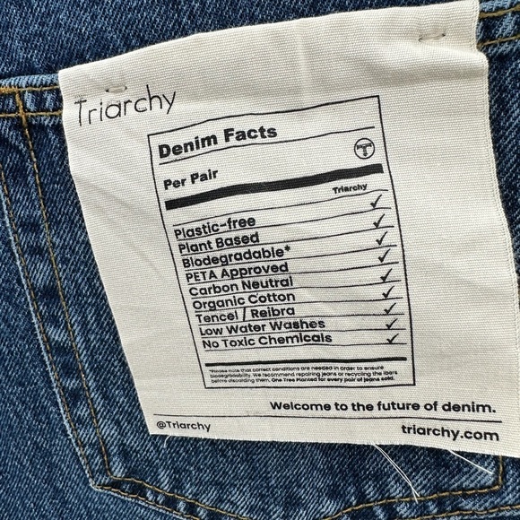 Y2K NWT TRIARCHY MOM highrise button relaxed tapered trendy stylish blue jean 27 - Picture 6 of 12